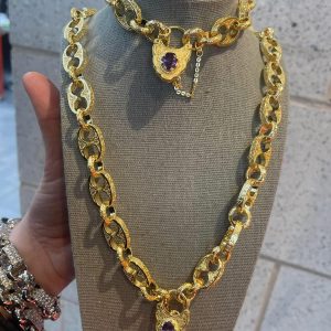 Purple Button Necklace – Premium Gold-Filled