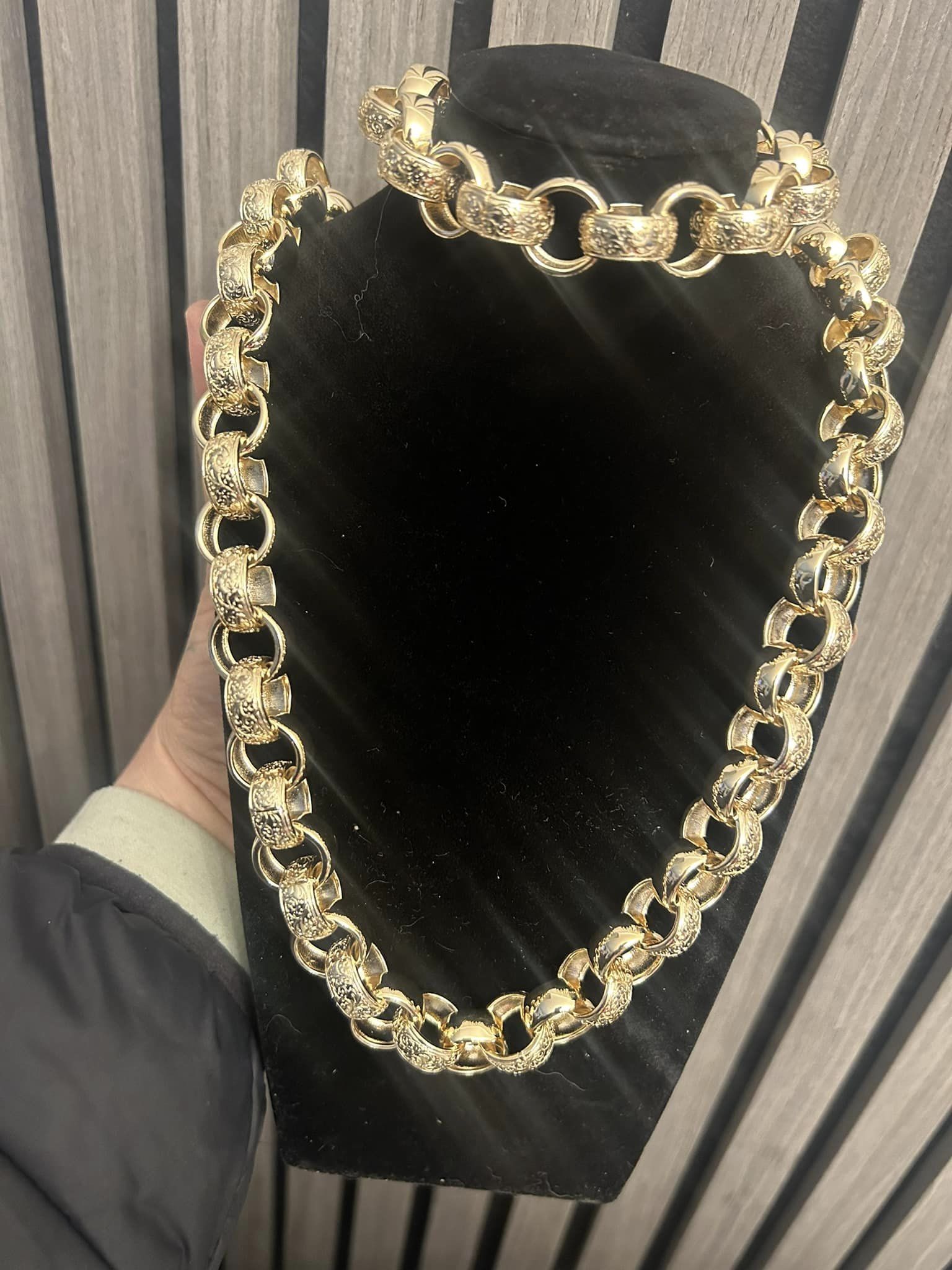 15mm Premium Soldered Link Belcher Set – Necklace & Bracelet