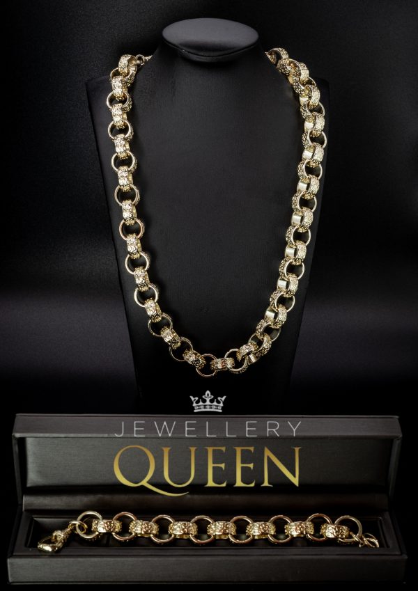 9ct Gold-Filled Premium 15mm Belcher Set with Albert Clasp