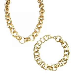 16mm Premium Smooth Link Belcher Set – 24-Inch Necklace & Adjustable Bracelet