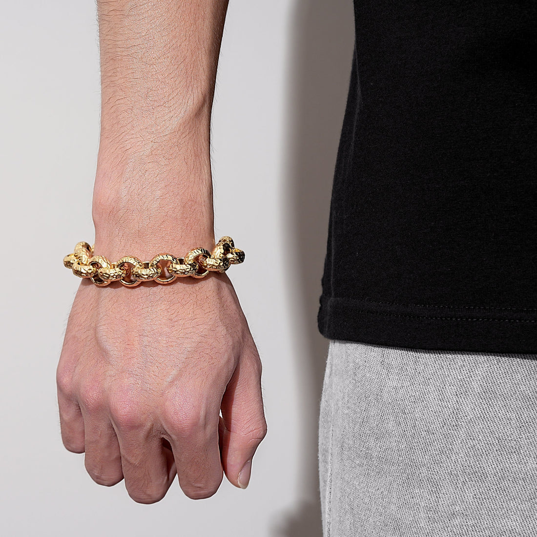 NEW Premium 15mm Gold-Filled Patterned Belcher Bracelet