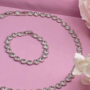 Women’s Silver Crystal Tennis Set