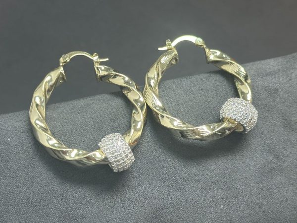 New Premium Twisted Ball Hoops – 35mm – Gold Filled - Image 2