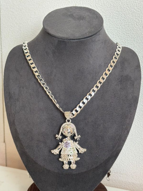 Silver Medium 5cm Ragdoll Necklace