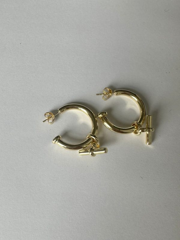 New T-Bar Hoops - Small/Medium - Silver - Image 5