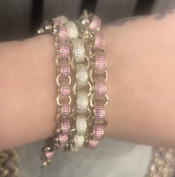 12mm iced out Pink bracelet
