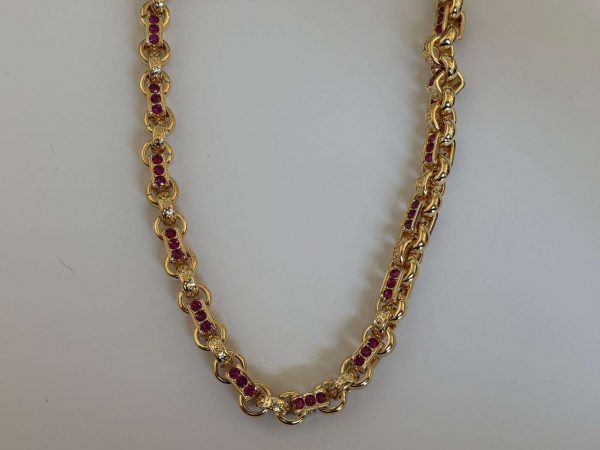 Pink 3-Stone Gypsy Necklace - Image 2