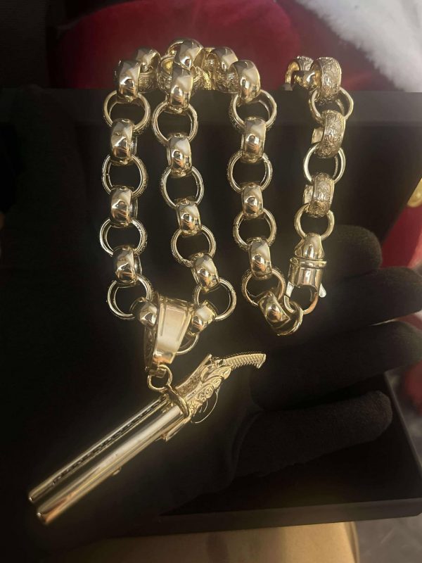 14mm Soldered Link Necklace with Shotgun Pendant and Pellets - Image 3
