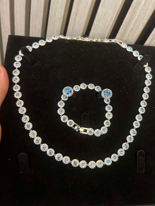 Silver Blue Tennis Jewellery Set - Image 5