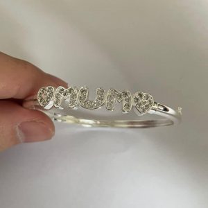 Silver Mum Bangle - Rhodium Plated