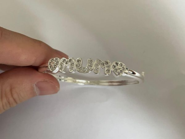 Silver Mum Bangle - Rhodium Plated