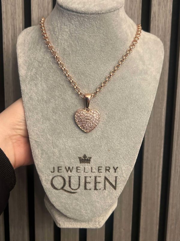 5mm Rose Gold Pink Heart Belcher Necklace - Image 2