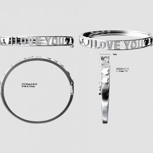 "I Love You" Heart Bangle Bracelet - Pre Order
