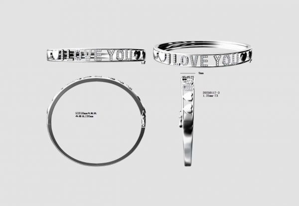 "I Love You" Heart Bangle Bracelet - Pre Order