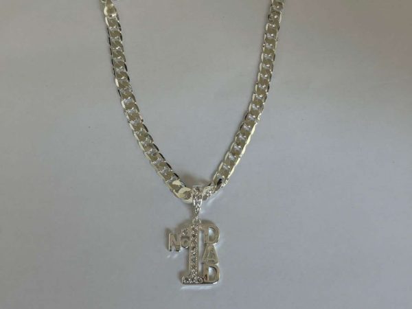 No. 1 Dad Necklace - Rhodium Plated - Image 3