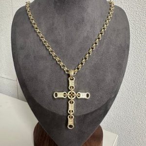 New Fully Welded Stars and Bars Cross Necklace- All Colours