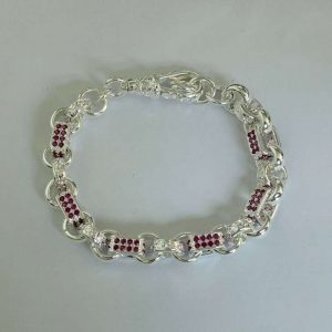 Silver Bright Pink Gypsy Bracelet