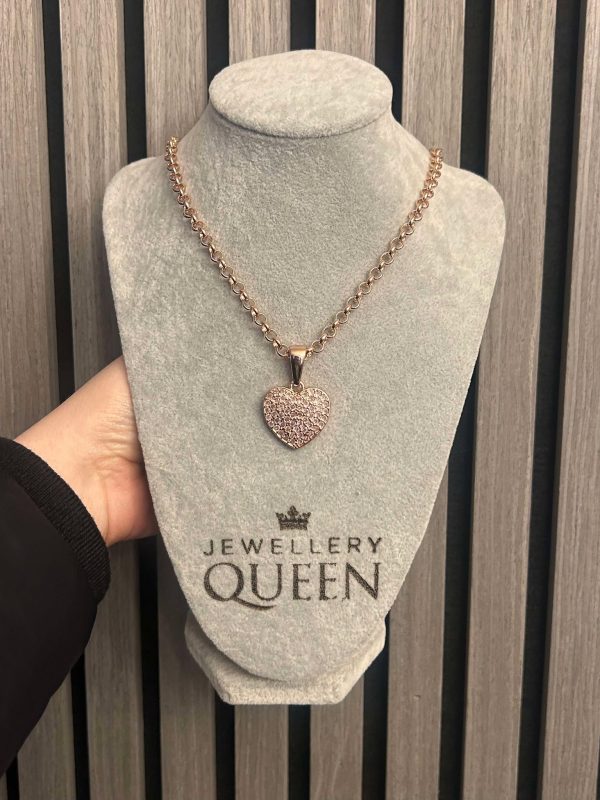 5mm Rose Gold Pink Heart Belcher Necklace - Image 3