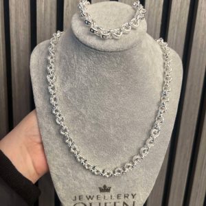 8mm Silver Heart Belcher Set