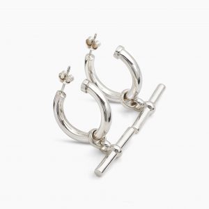 New T-Bar Hoops - Small/Medium - Silver