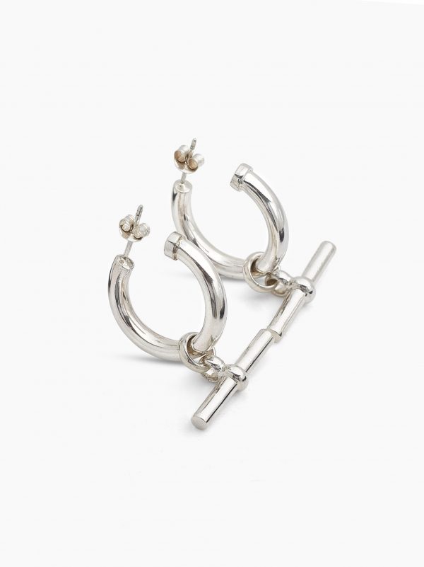 New T-Bar Hoops - Small/Medium - Silver