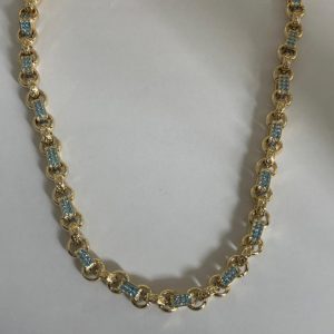 Gypsy Link Belcher Necklace in Baby Blue