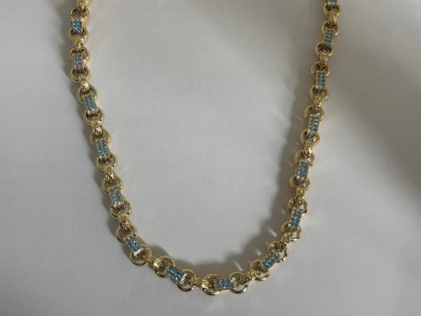 Gypsy Link Belcher Necklace in Baby Blue