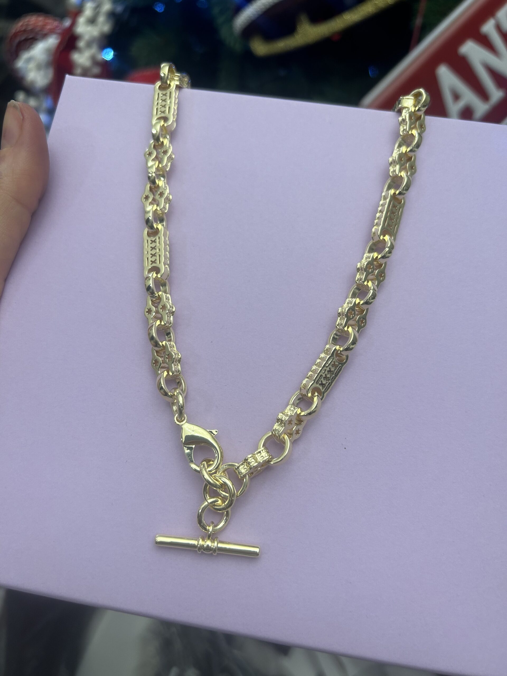 Premium 8mm Stars and Bars T-Bar Necklace - Image 2