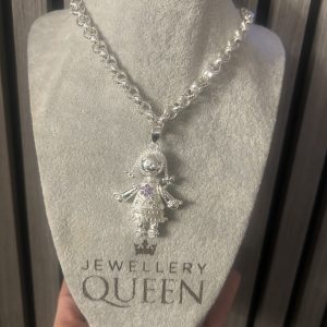 8mm Ragdoll pendant and chain - Rhodium plated