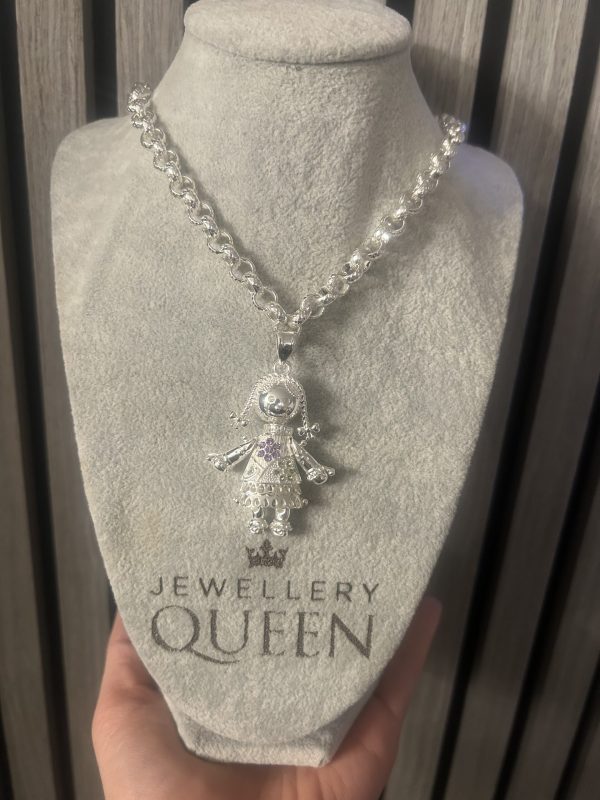8mm Ragdoll pendant and chain - Rhodium plated