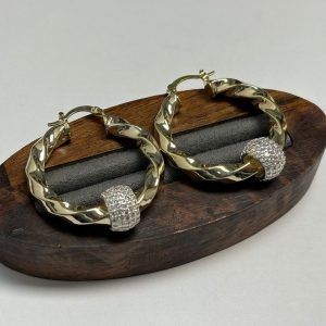 New Premium Twisted Ball Hoops – 35mm – Gold Filled