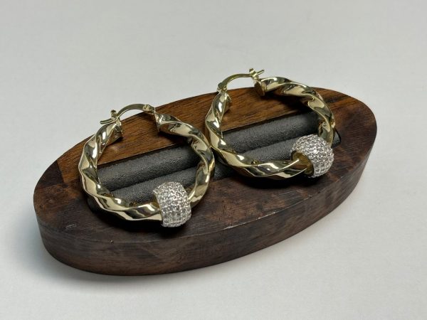 New Premium Twisted Ball Hoops – 35mm – Gold Filled