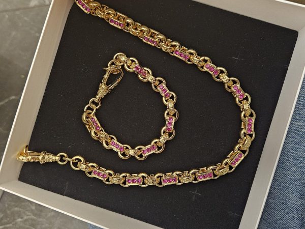 10mm Bright Pink 3 Stone Gypsy Set