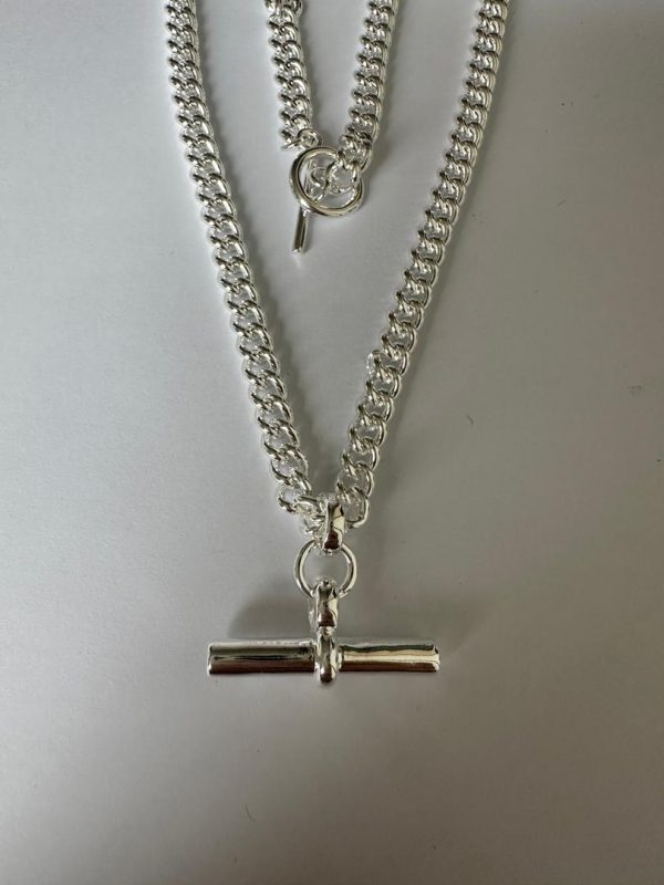 New Premium Silver T-Bar Necklace - Image 3
