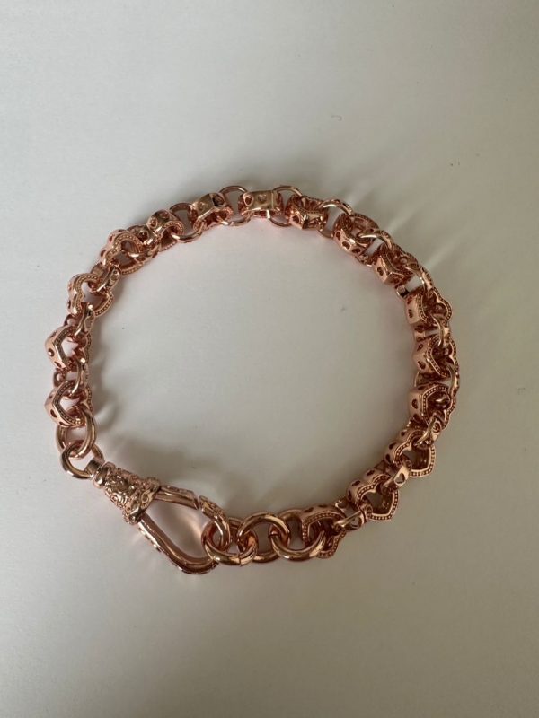 New 8mm Heart Belcher Bracelet - Premium Rose Gold