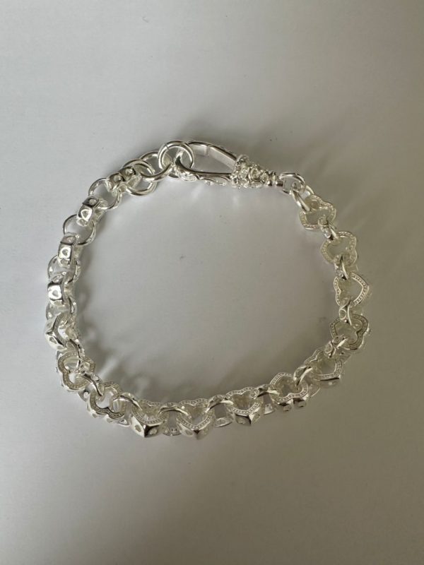 New 8mm Heart Belcher Bracelet - Rhodium-Plated