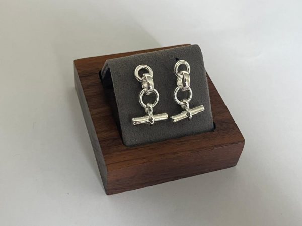 Silver T-Bar Dangle Earrings