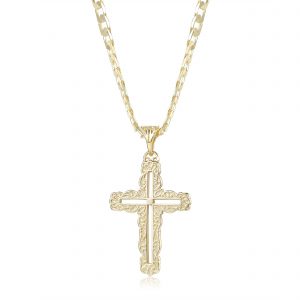 Premium Cross Pendant with 6mm Cuban Chain - Gold Filled