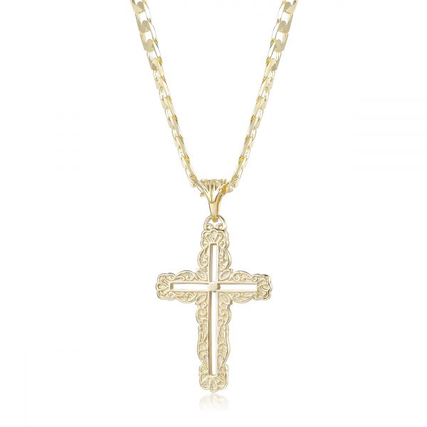 Premium Cross Pendant with 6mm Cuban Chain - Gold Filled