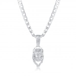 Premium Bulldog Pendant with Luxury 6mm Cuban Chain - Rhodium Plated