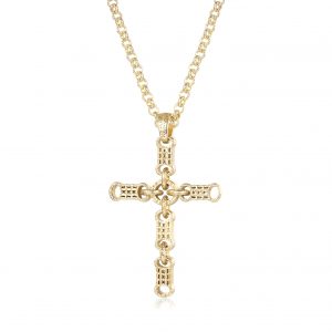 Gold-Filled Premium Stars and Bars Cross Pendant