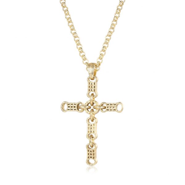 Gold-Filled Premium Stars and Bars Cross Pendant