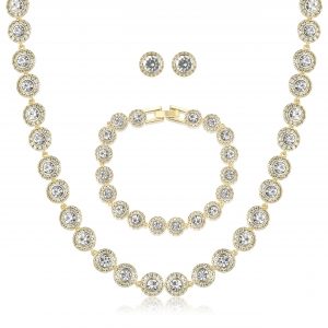 Premium Gold and White Stone Tennis Set