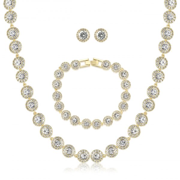 Premium Gold and White Stone Tennis Set
