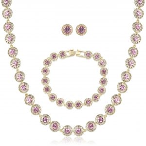 Premium Gold and Pink Stone Tennis Set