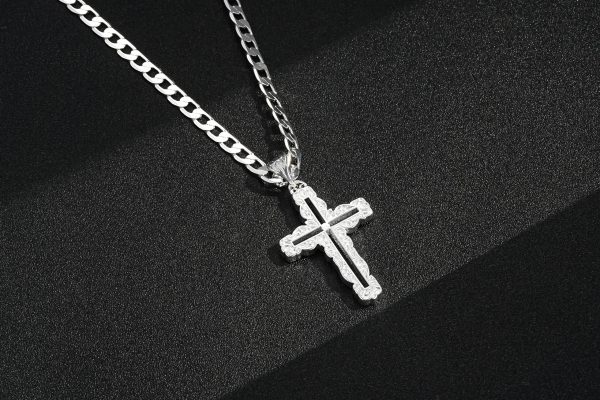 Premium Rhodium-Plated Cross Pendant & Chain - Image 3