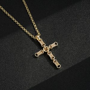 Gold-Filled Premium Stars and Bars Cross Pendant