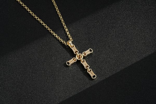 Gold-Filled Premium Stars and Bars Cross Pendant - Image 2