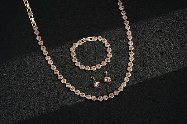 Premium Gold and Pink Stone Tennis Set - Image 5