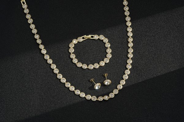 Premium Gold and White Stone Tennis Set - Image 4